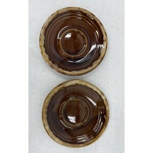 Western Stoneware Saucers Monmouth Illinois Maple Leaf Brown Drip